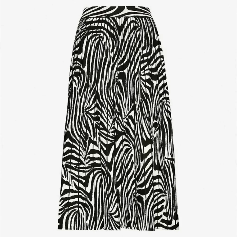 NWT Ted‎ Baker Viviynn Zebra Pleated Midi Skirt